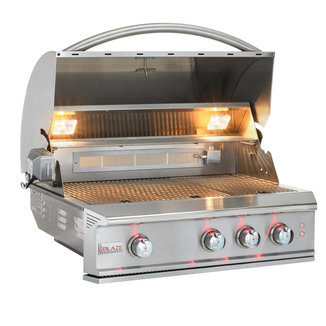 Blaze Professional LUX 34-Inch 3 Burner Built-In Gas Grill With Rear Infrared Burner- BLZ-3PRO-LP/NG