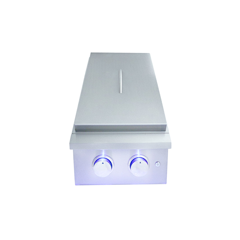 Premier Double Side Burner W/Blue LED Lights- RJCSSBL