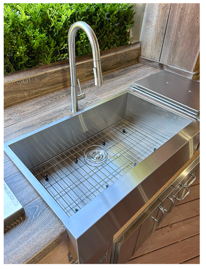 RCS 32" Outdoor Rated Farmhouse Sink w/Faucet & Grate- RSNK3A